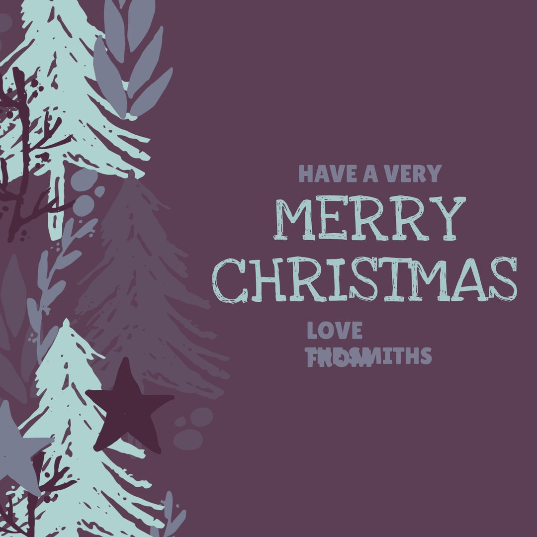 Festive Christmas Card Template with Snowy Trees