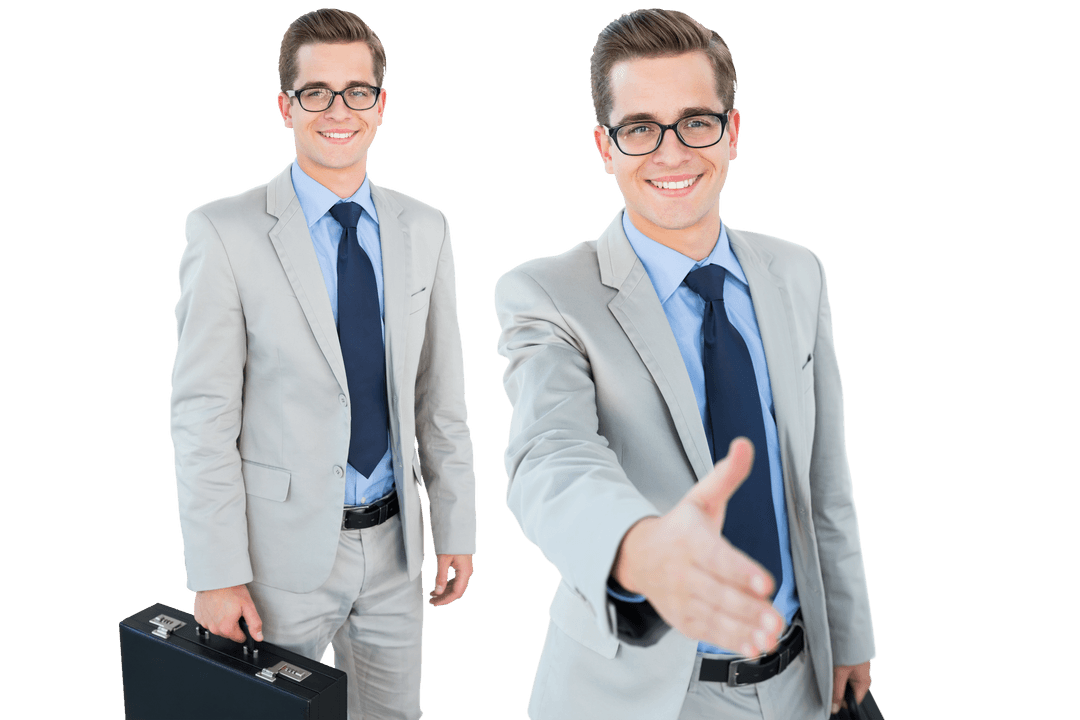 Transparent Duplicate Businessman Offering Handshake