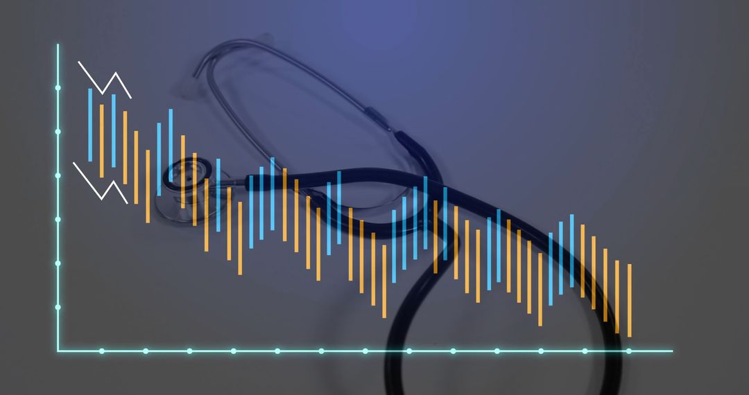 Stethoscope with Data Chart Overlay Illustrating Medical Analytics