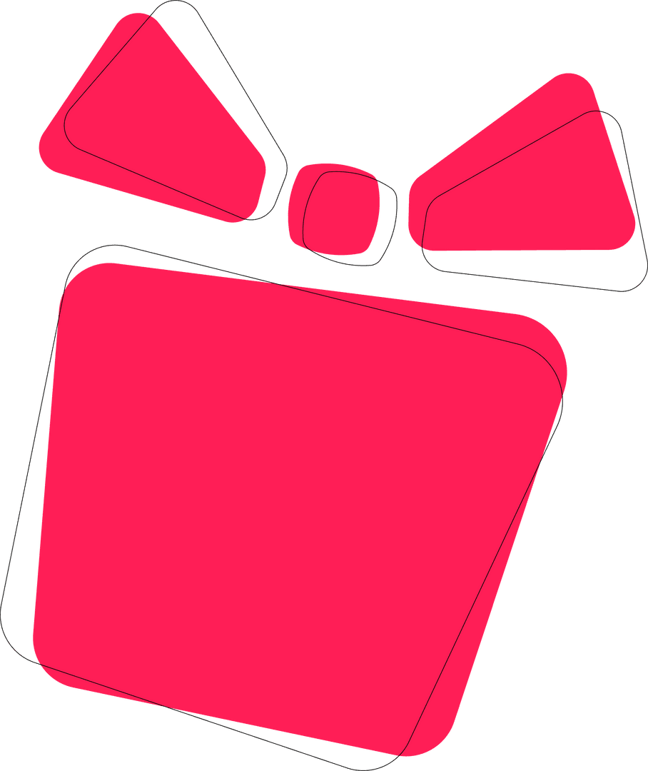 Abstract Transparent Paw Print with Flat Red Geometric Shapes