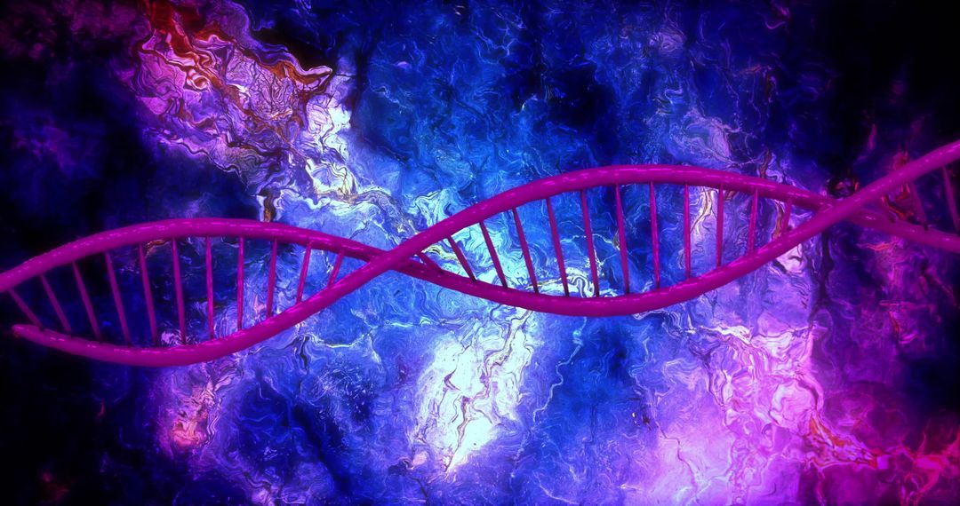 DNA Strand in Neural Network on Abstract Technological Background