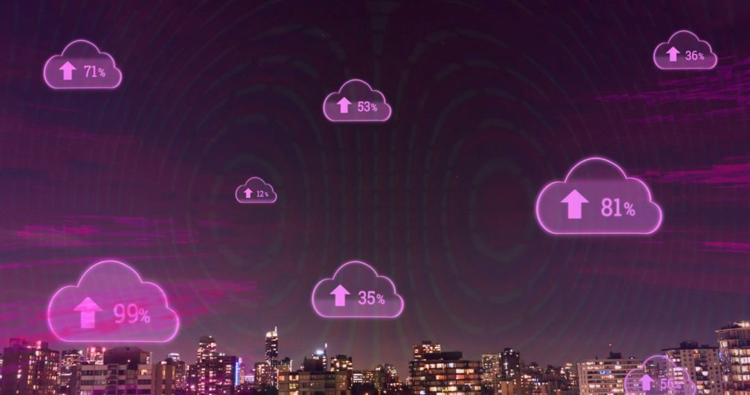 Digital Connectivity Concepts Over Urban Nightscape