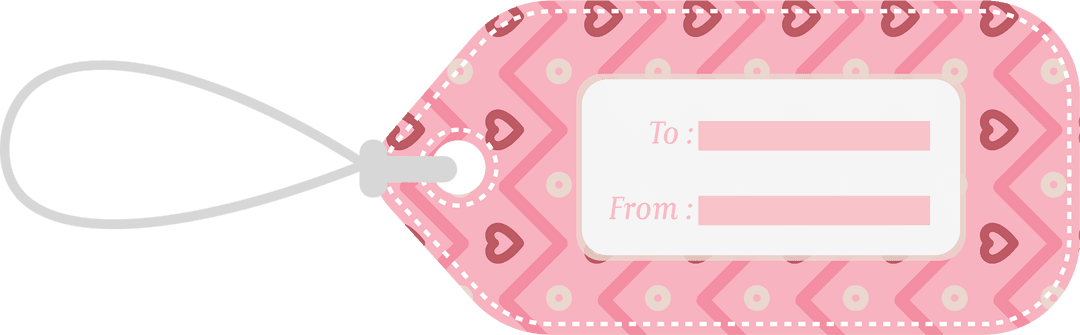 Printable pink to from gift label with hearts on transparent background