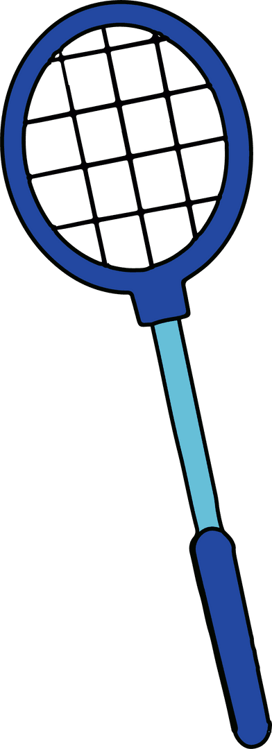 Tennis Racket with Aquamarine Shaft on Transparent Background