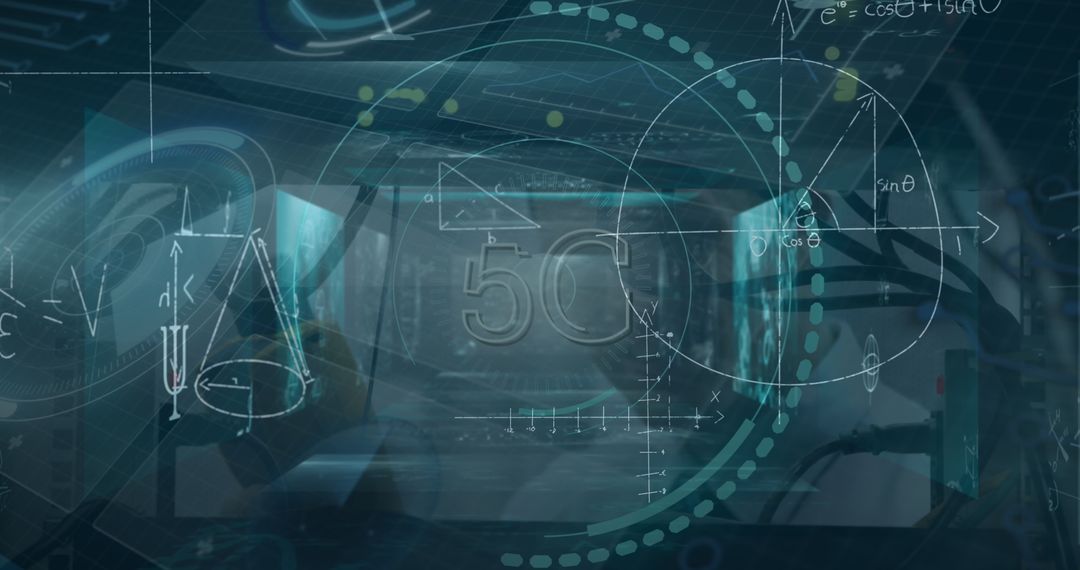 Futuristic Data Processing Visualization in Virtual Workspace