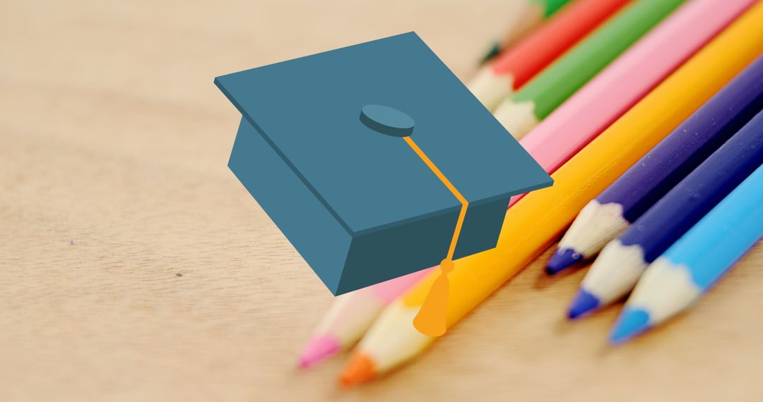 Animated Mortarboard with Pencils Representing Education Concept
