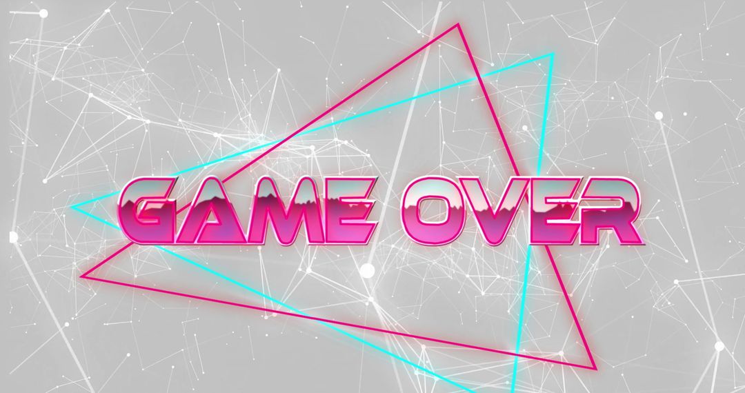 Neon Cyberpunk Game Over Design with Futuristic Geometric Highlights