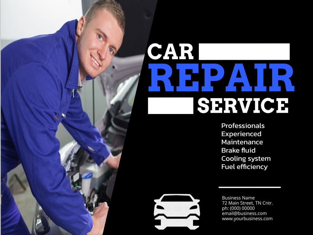 Mechanic Exhibiting Quality Car Expertise for Reliable Service Ad
