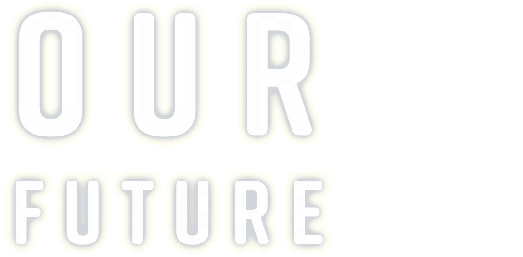 Bright White Transparent Text Art of Our Future on Clear Background