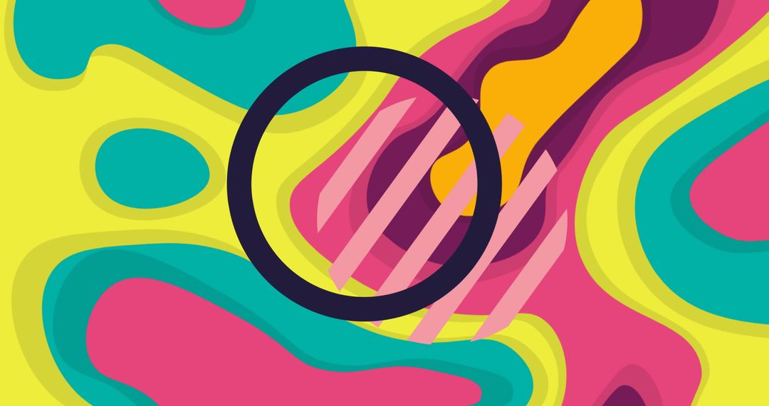 Abstract Neon Shapes and Bold Circular Design