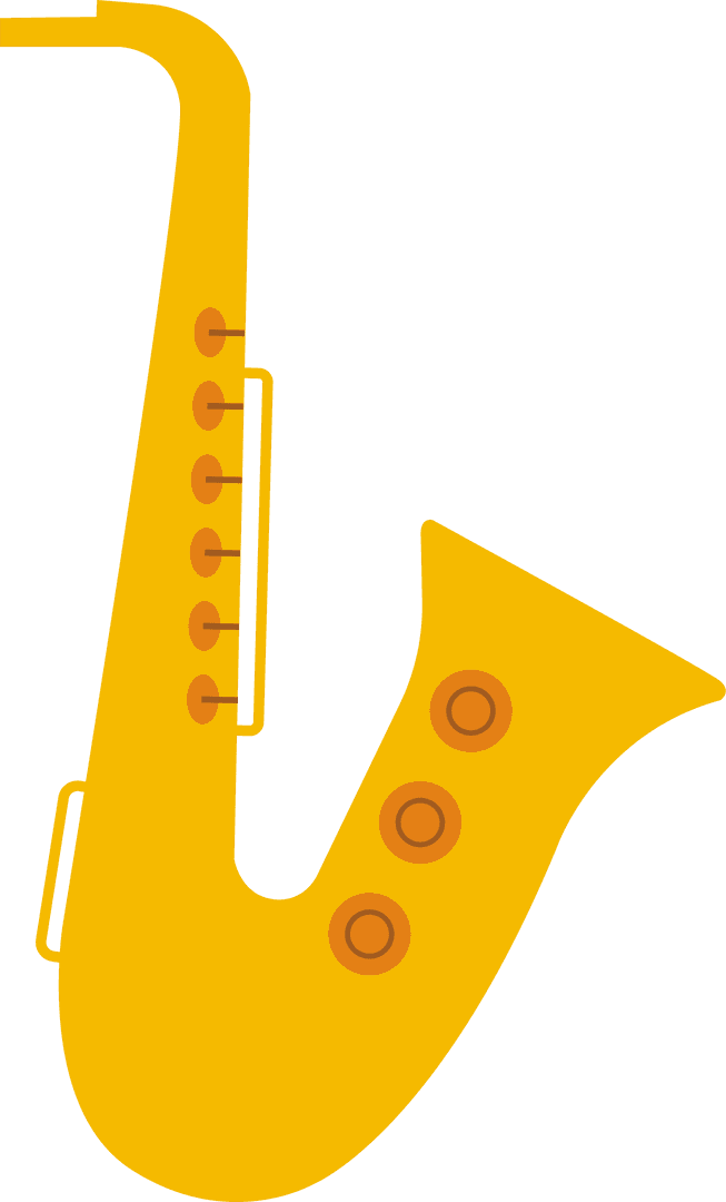 Yellow Saxophone Illustration on Transparent Background