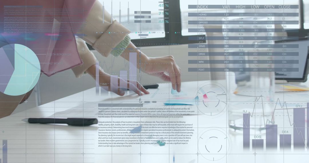 Caucasian Businesswoman Analyzing Financial Data on Office Desk