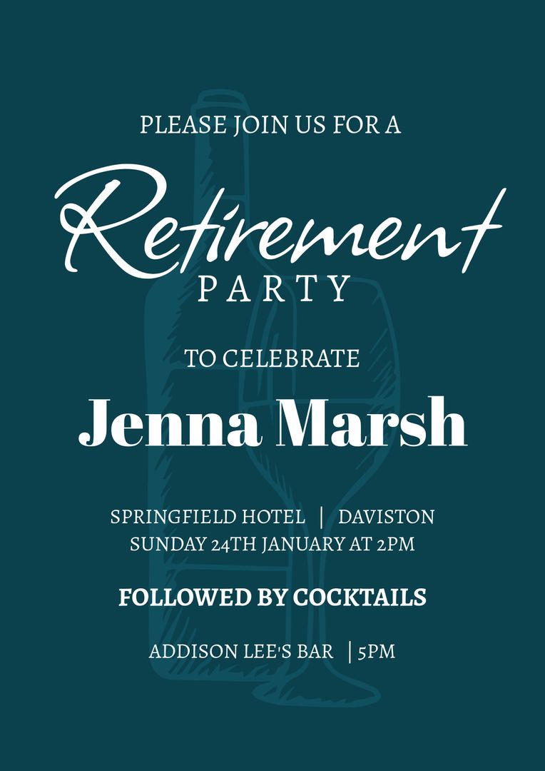 Elegant Retirement Party Invitation with Bottle and Glass Graphic - Download Free Stock Templates Pikwizard.com