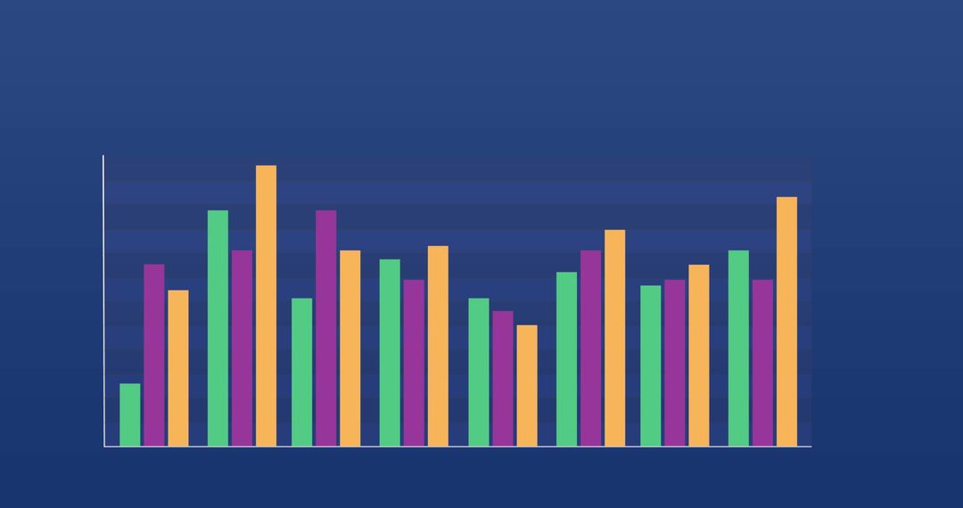 Colorful Bar Chart Data Visualization on Gradient Blue Background