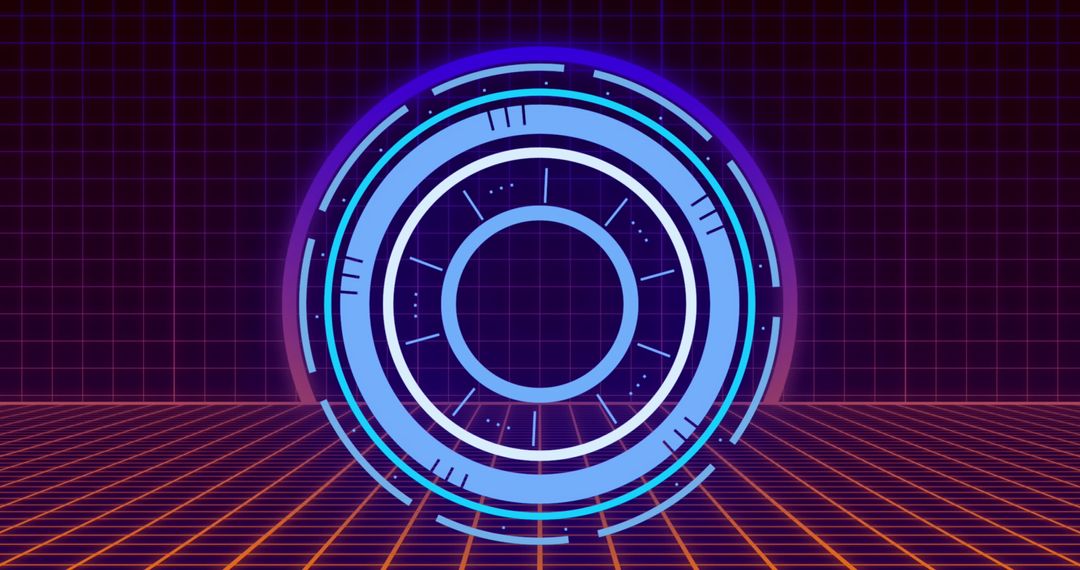 Futuristic Digital Interface with Holographic Circular Design