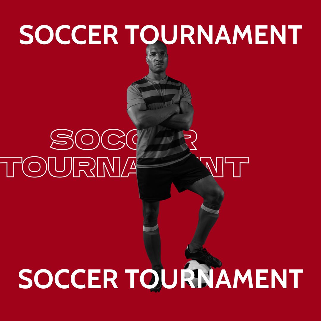 Confident Football Player Display with Tournament Text