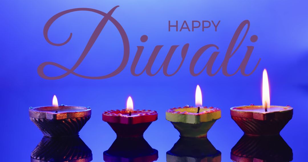 Diwali Candle Display on Purple Background