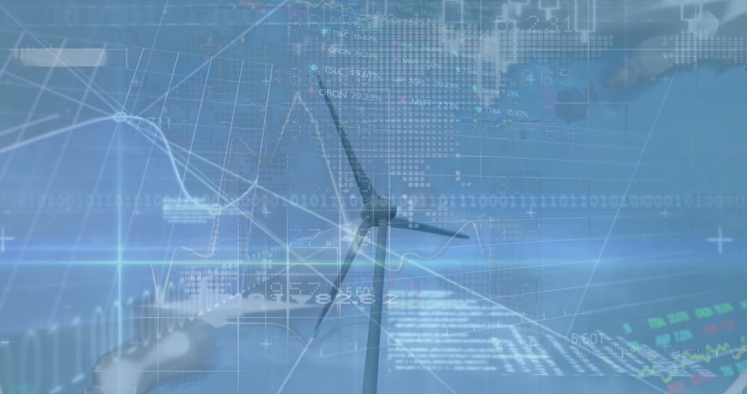 Wind Power and Digital Data Integration Concept