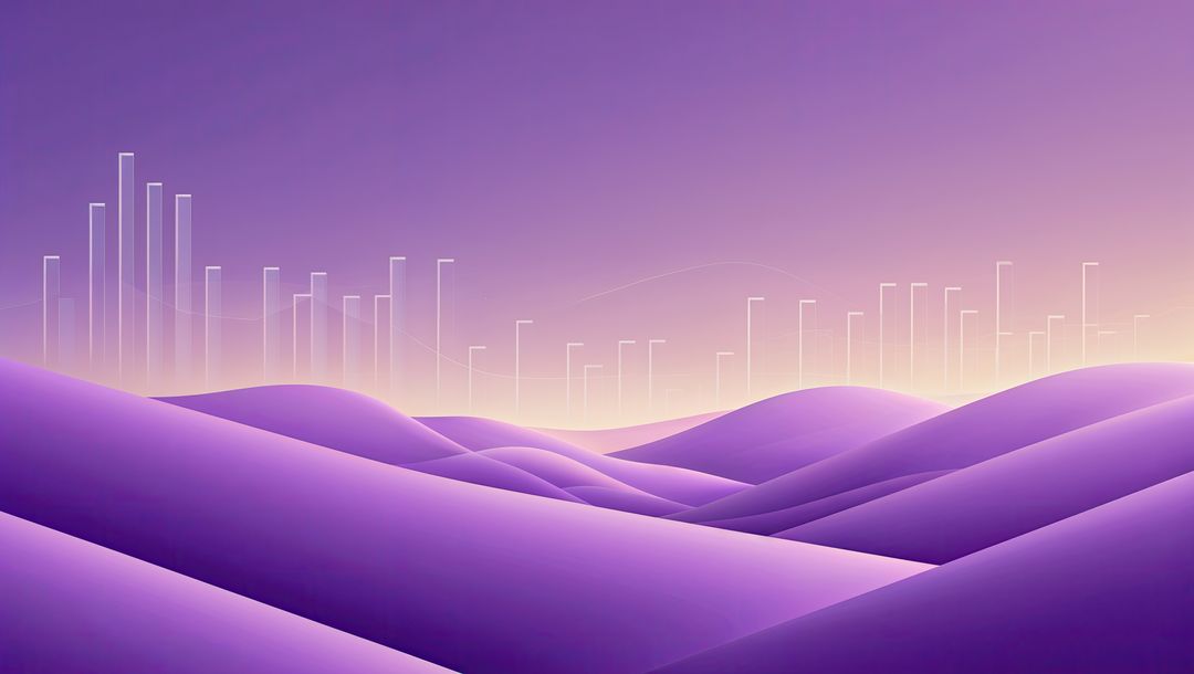 Vibrant Digital Dunes with Transparent Bar Chart Elements