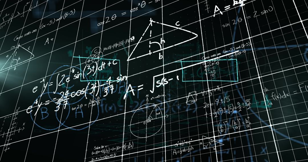Floating Mathematical Formulas on Dark Background