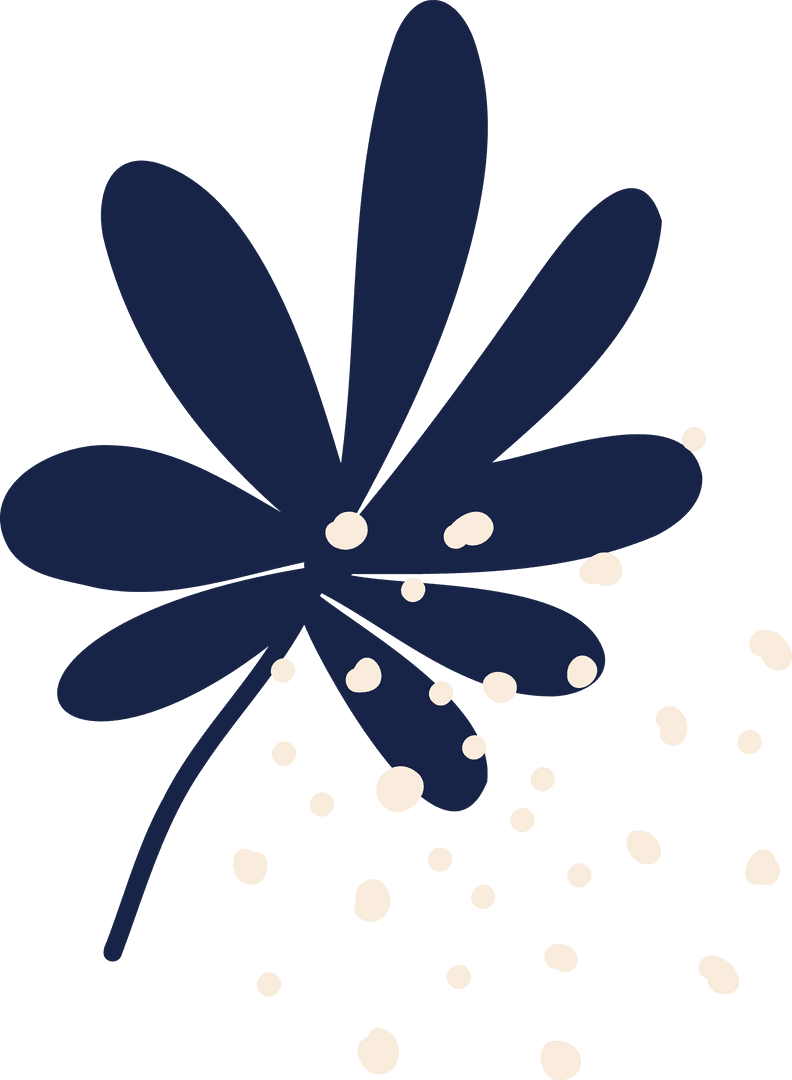 Modern Minimalist Floral Shape on Transparent Background