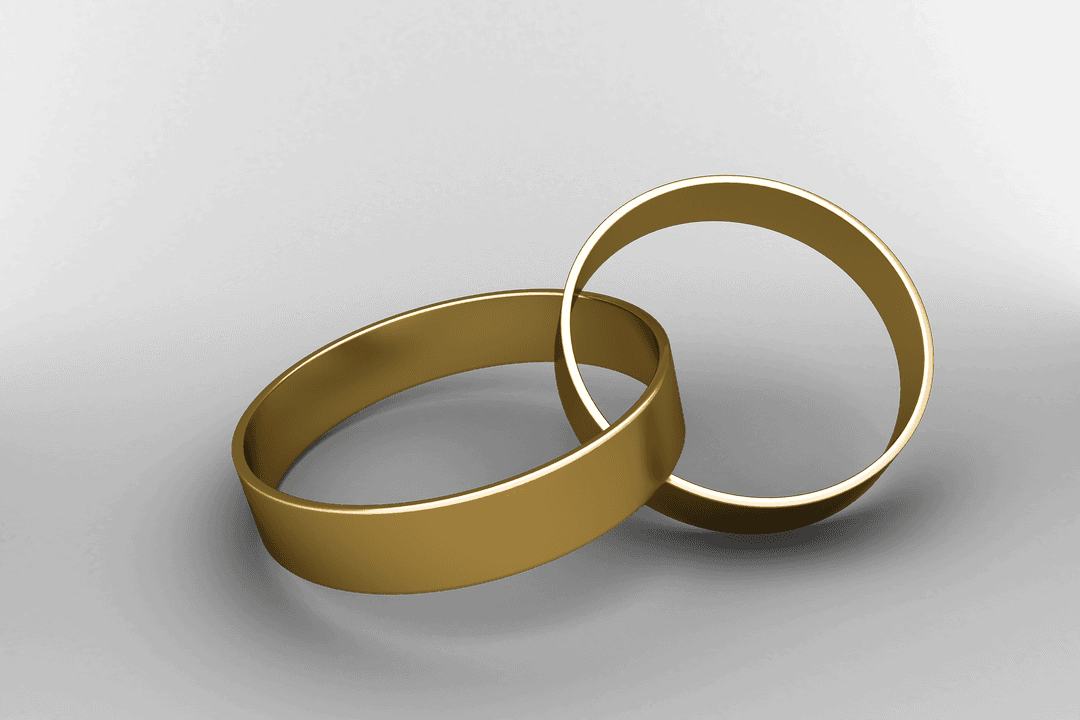 Transparent Interlocked Wedding Rings on Elegant Dark Background