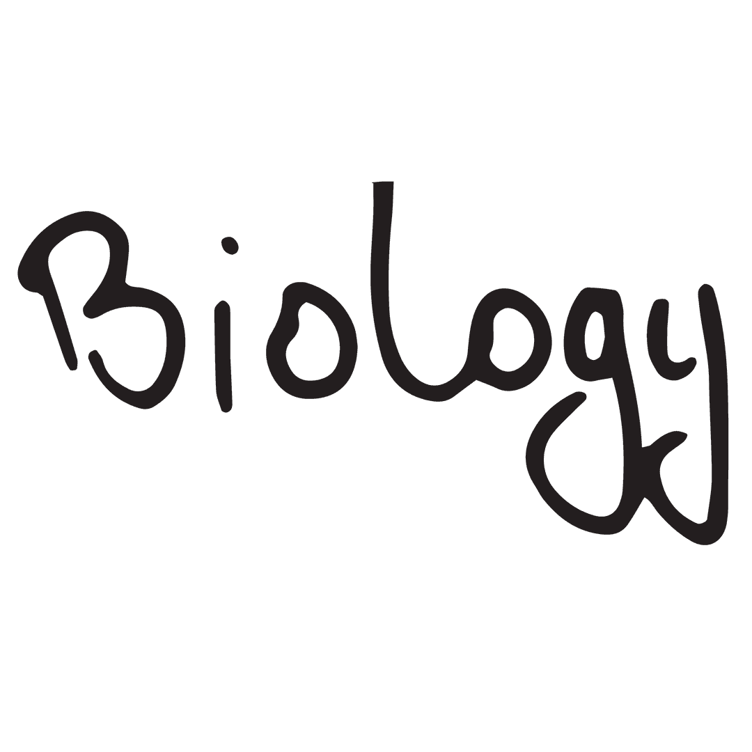 Creative Biology Text in Handwritten Style on Transparent Background