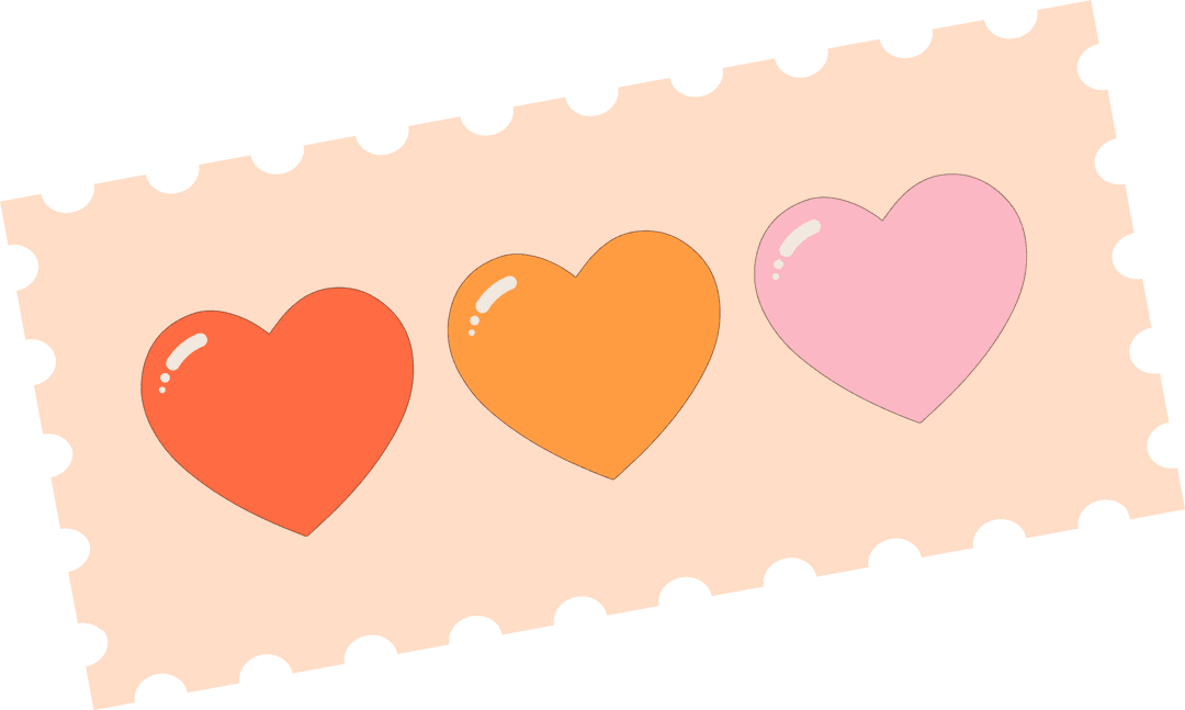 Glossy Hearts on Perforated Panel Transparent Background