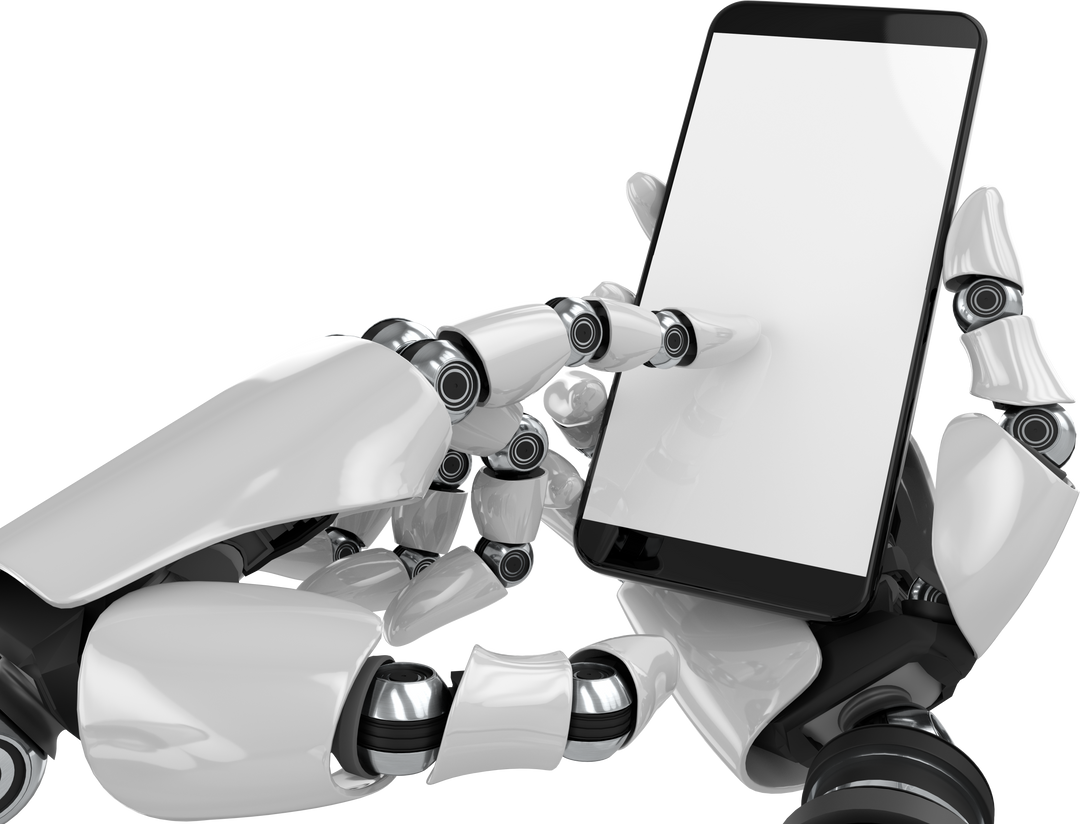 Robot Hands Using Smartphone with Copy Space on Transparent Background - Download Free Stock Images Pikwizard.com