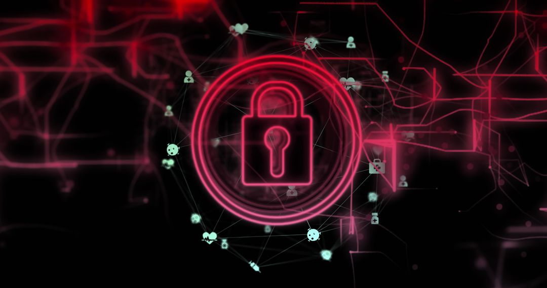 Digital Security Icon Over Abstract Data Network