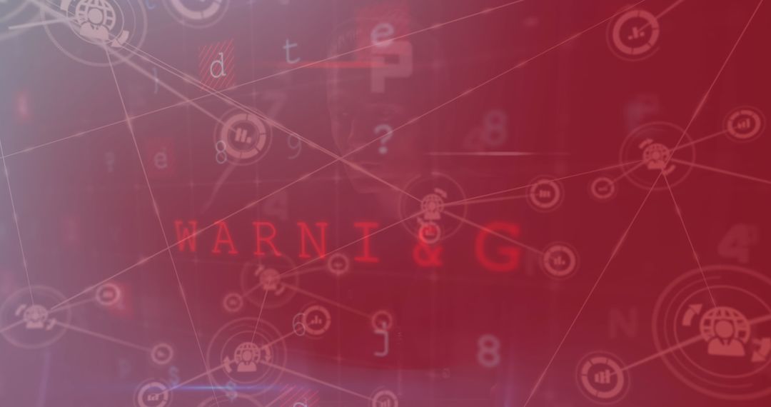 Tech Network Data Security Illustration with Warning Text