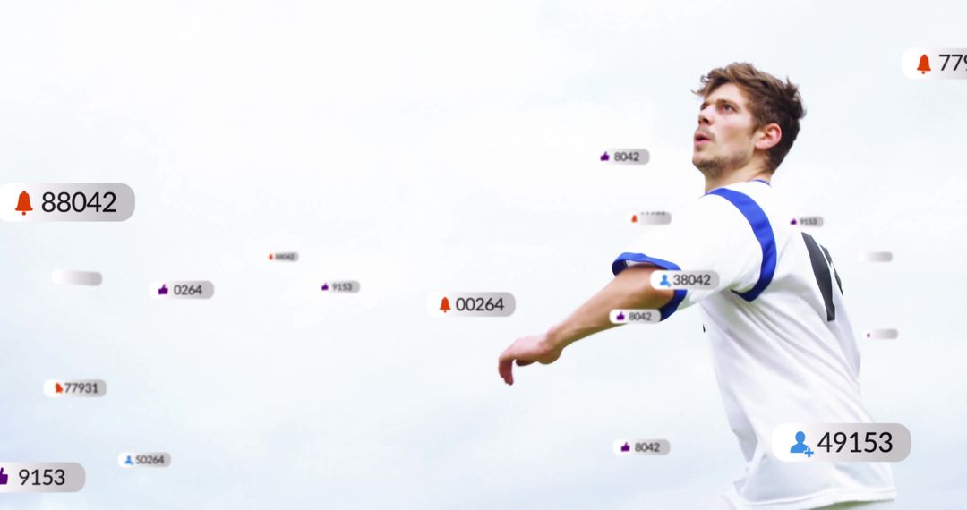 Digital Data Overlays Concept with Caucasian Football Player