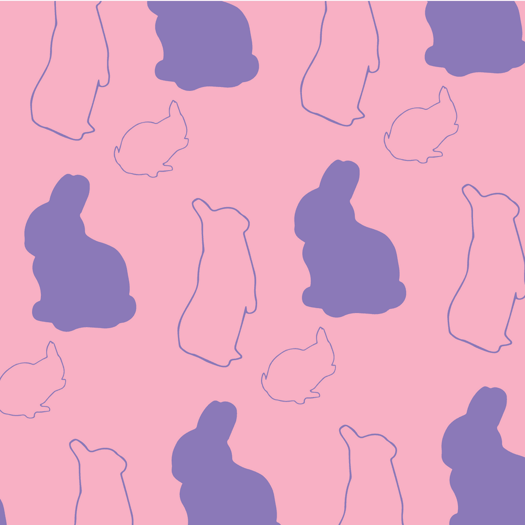 Seamless Pink and Purple Bunny Pattern on Transparent Background