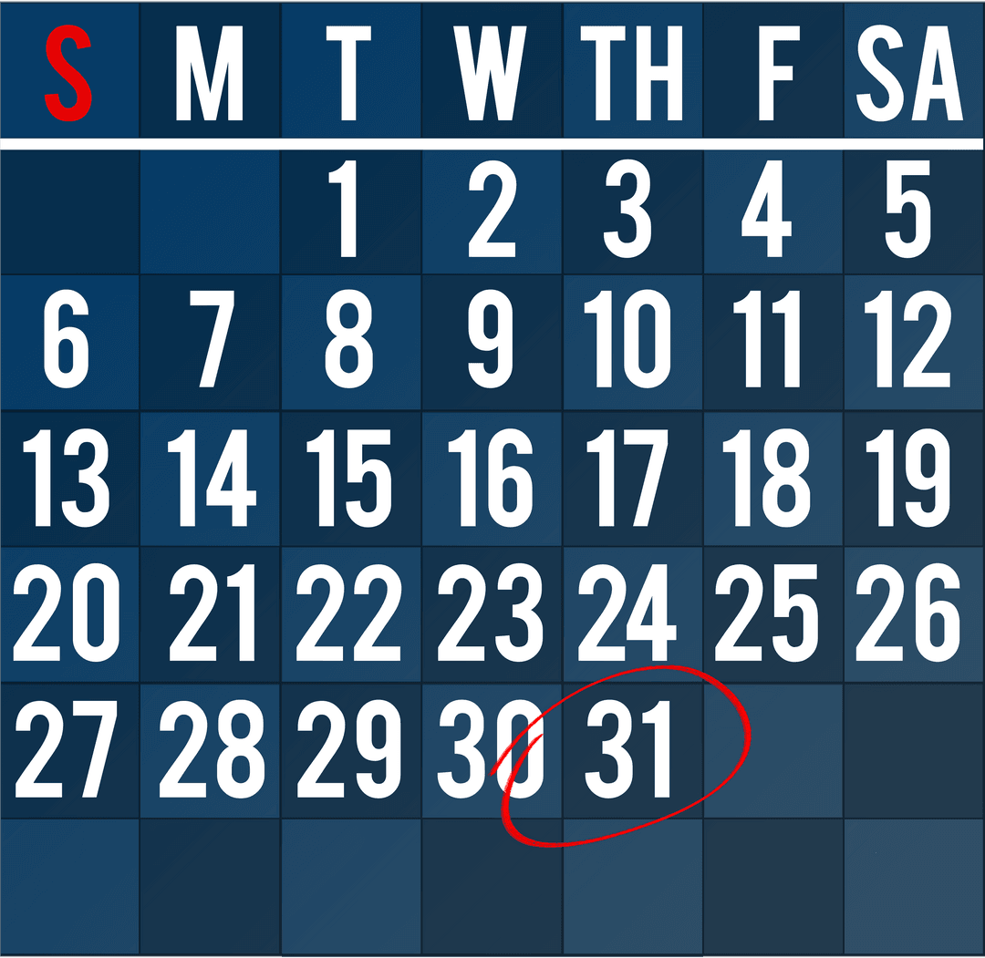Digital Calendar Page Illustration on Transparent Background