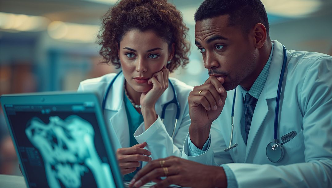 Doctors Analyzing Medical Scan on Monitor in Imaging Room