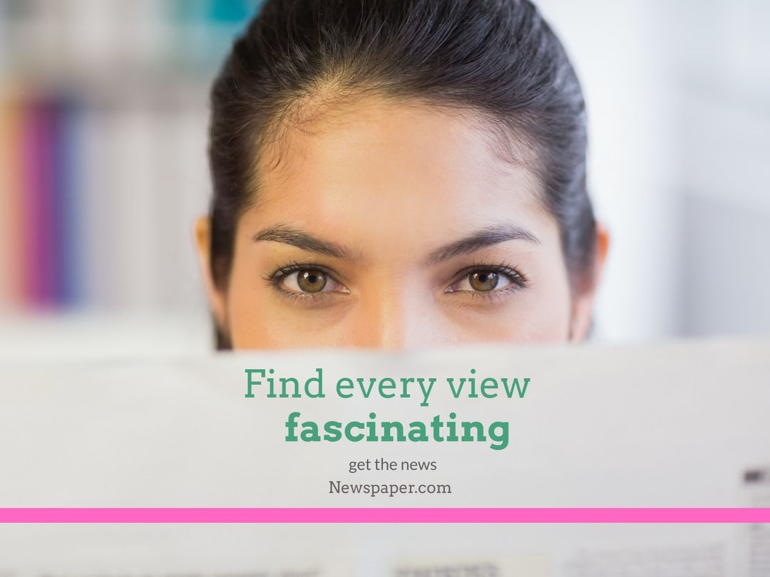 Curious Woman Reading Newspaper Inviting Exploration