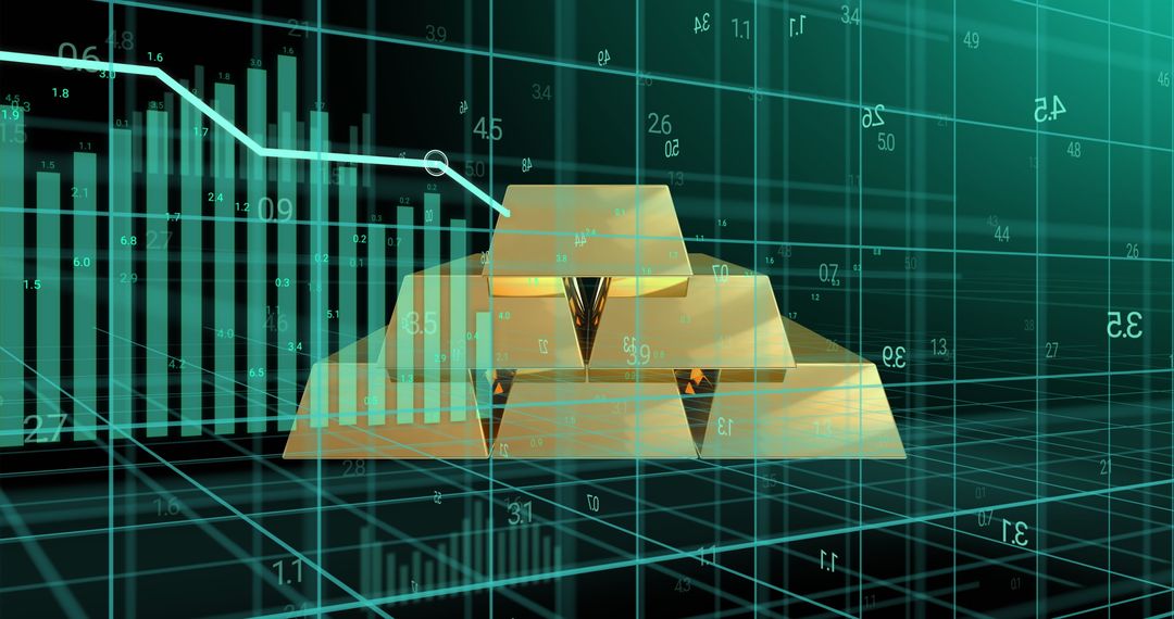 Digital Gold Bullions and Financial Data Analysis Concept