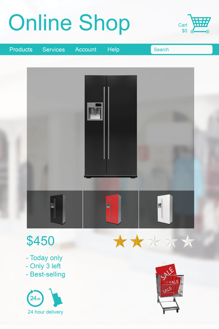 Transparent Online Store with Modern Refrigerator Selection