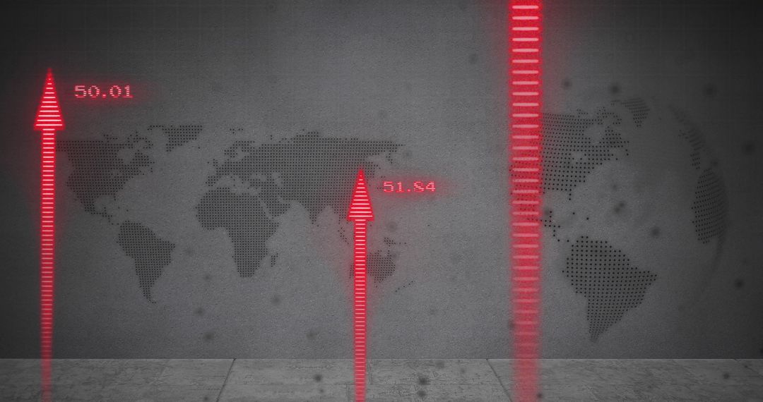 Data Analysis with Futuristic Red Arrows and World Visualization