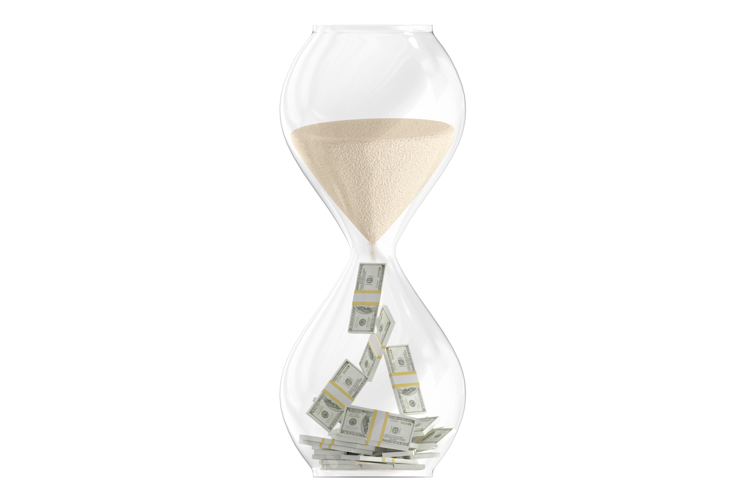 Transparent Hourglass Filled With Money, Time Equals Cash Concept - Download Free Stock Images Pikwizard.com