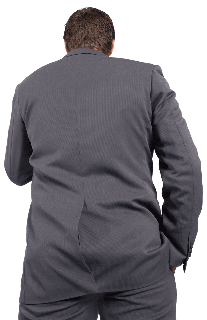 Transparent Back View of Businessman in Suit Isolated