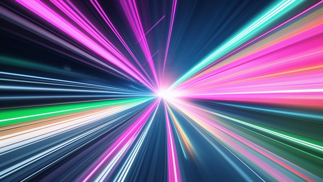 Radiant Light Beams in Futuristic Virtual Tunnel