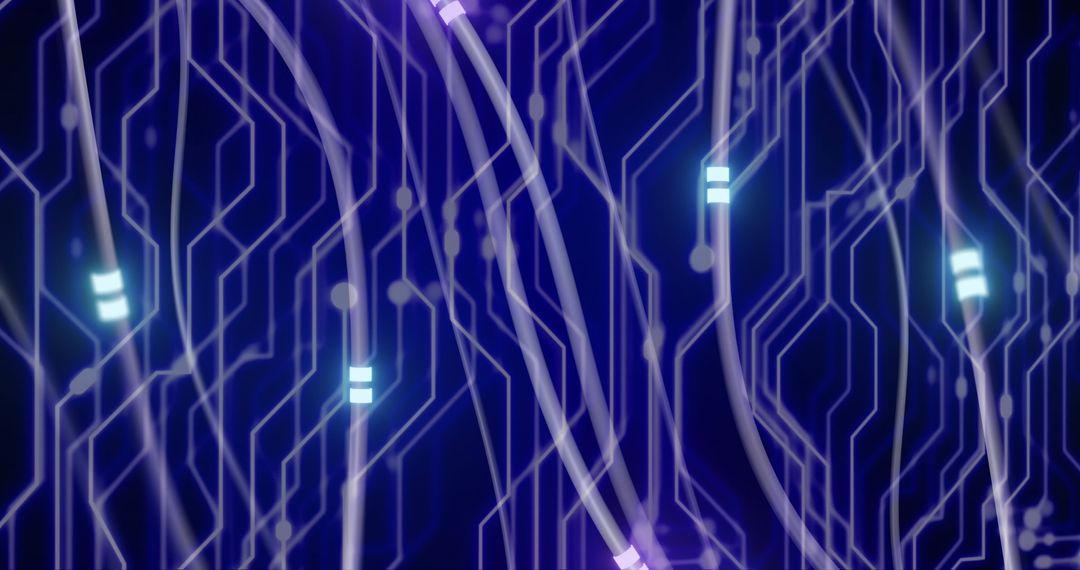 Glowing Network of Connections on Digital Circuit Board