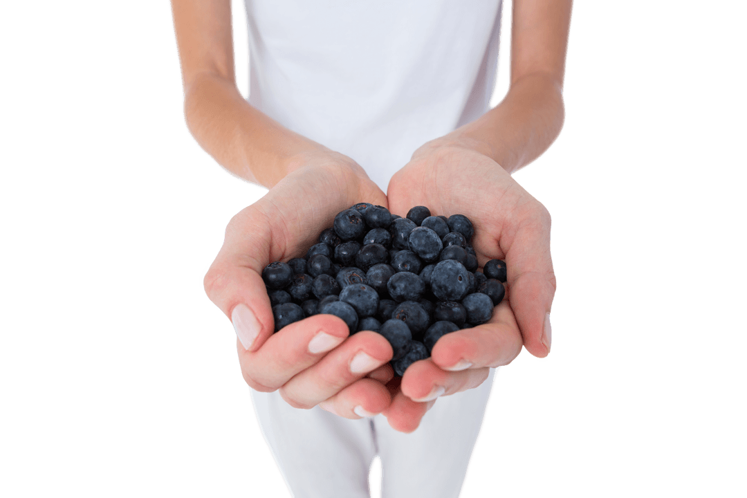 Transparent Surprise: Fresh Blueberries Handful Digital Image