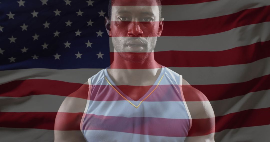 Basketball Player with Superimposed American Flag Fusion