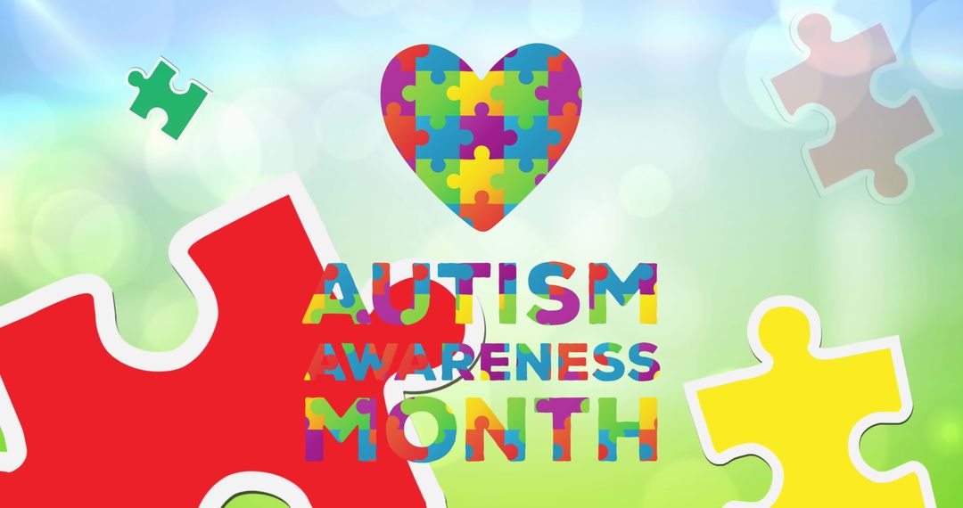 Colorful Autism Awareness Month Puzzle Heart Design
