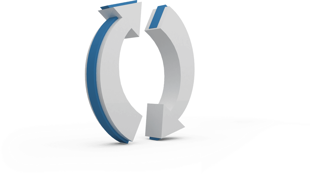 3D Circular Blue-White Arrows Transparent Background