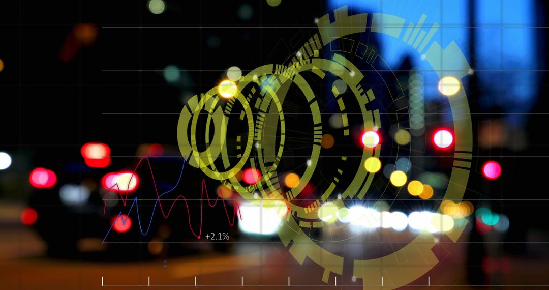 Futuristic Interface With HUD Overlay on Urban Night Scene