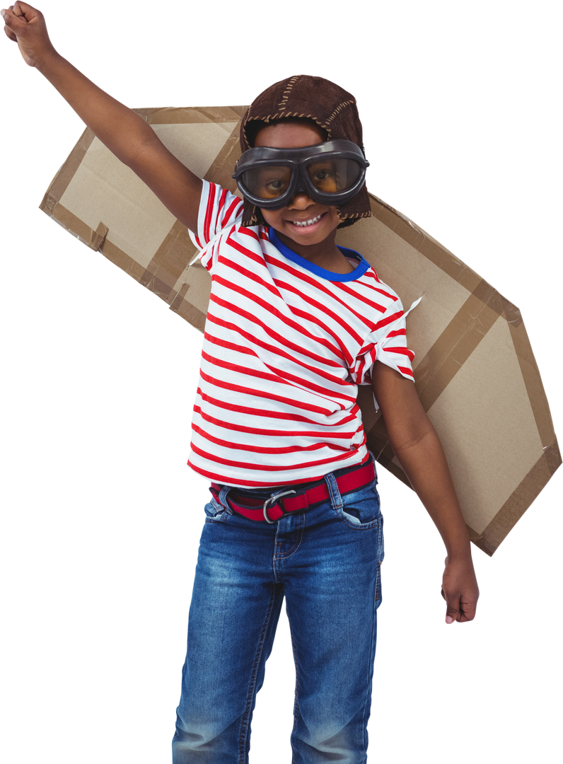 Smiling Boy Pretending to be Pilot with Transparent Background - Download Free Stock Images Pikwizard.com