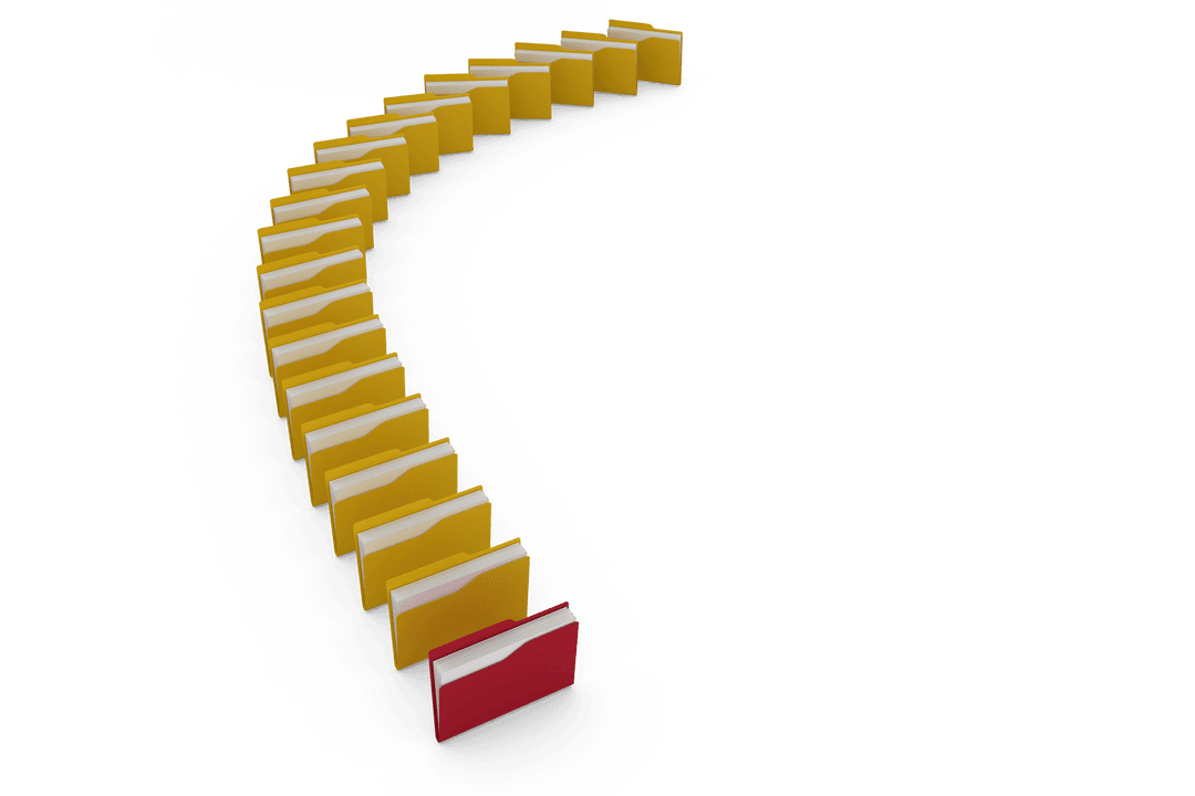 Curved Array of Yellow and Red Folders Highlighting Organization - Download Free Stock Images Pikwizard.com